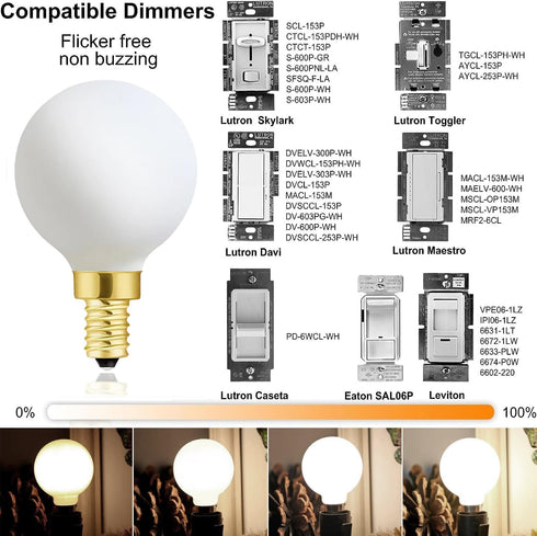 XININSUN G16.5 bulb,e12 Bulb 60 watt,6W Bulbs,Milky Bulb,Dimmable,6W 3000K 600lm,6Pack Frosted globe light Round