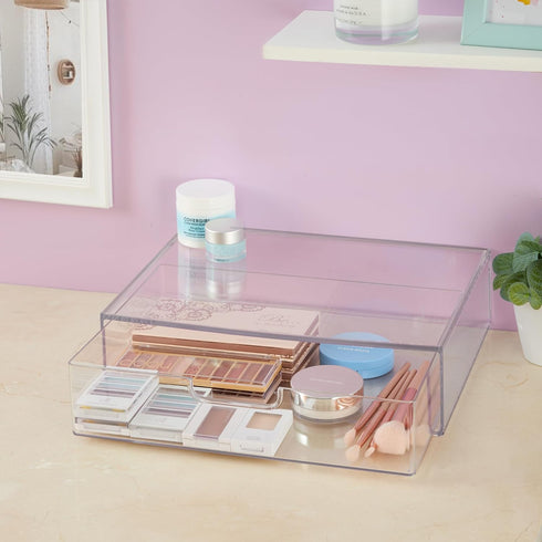 STORi STAX Clear Plastic Stackable Organizer Drawer, 12.5-Inches Wide for Office Desk Accessories and Letter-Size Paper