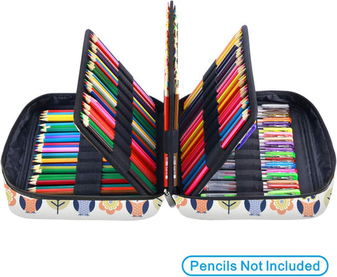 YOUSHARES 220 Slots Colored Pencil Case Organizer with Zipper, Cartoon Owl Design