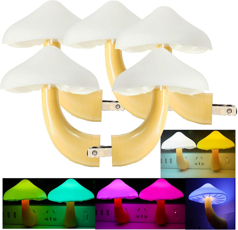 AUSAYE 5Pack Sensor LED Night Light Plug in Lamp 7 Color Changing