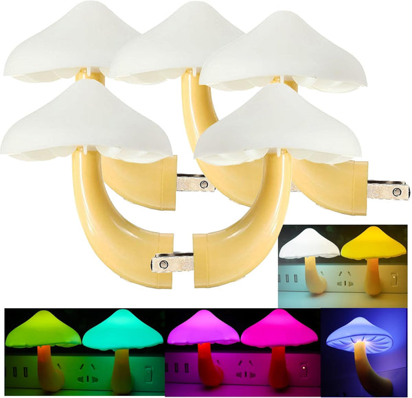 AUSAYE 5Pack Sensor LED Night Light Plug in Lamp 7 Color Changing