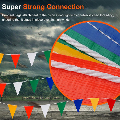 Pennant Banner Flags, Safety Flag Perimeter Warning Line for Construction/Traffic Barrier/Parking Lot/Rooftop/Party