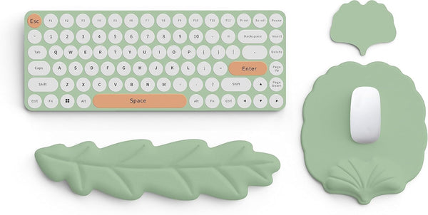 Keyboard Wrist Rest and Mouse Pad with Wrist Support Set, Ergonomic Leaf