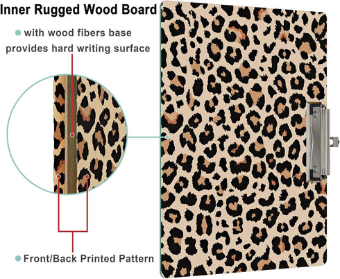 Clipboard Landscape Wooden A4 Letter Size 9" x 12.5" Cute Horizontal Clipboards with Low Profile Clip