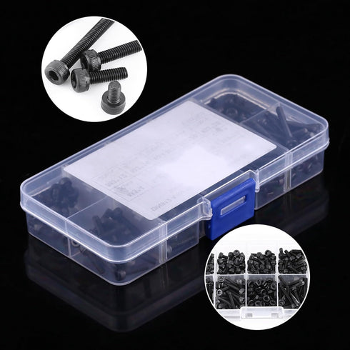 Walfront M3 Screws Assortment Kit with Storage Case, 280PCS Button Head and Socket Head Screws, Bolts, Nuts