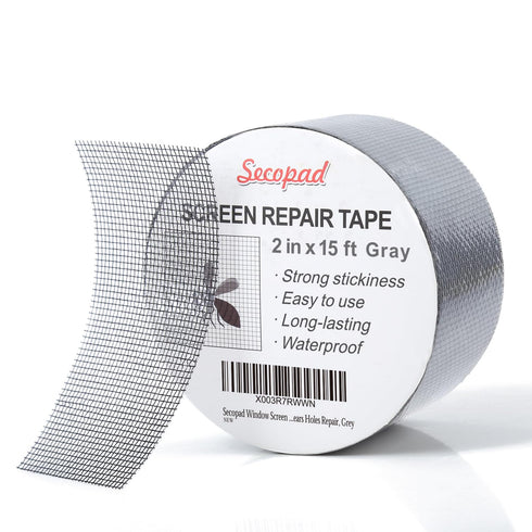 Grey Window Screen Repair Tape, 2 in X 15 FT (180IN) Strong Adhesive Kit for Windows or Doors Screen Repair