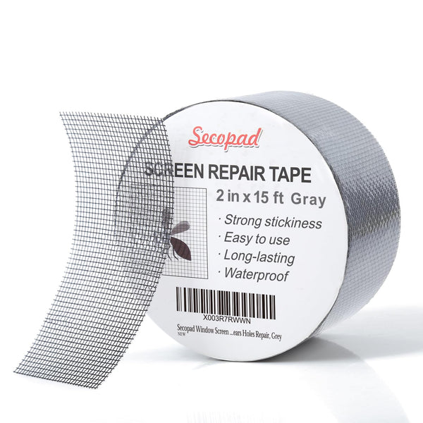 Grey Window Screen Repair Tape, 2 in X 15 FT (180IN) Strong Adhesive Kit for Windows or Doors Screen Repair