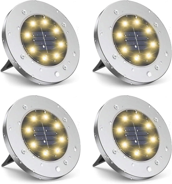 ZGWJ Solar Ground Lights - 4 Pack Waterproof Outdoor Garden Lights, Bright In-Ground Landscape Lights for Pathway, Yard