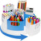 Rotating Art Supply Organizer Caddy for Kids - 7 Bins Craft Marker Crayon Storage for School Desk, Lazy Susan Holder