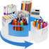 Rotating Art Supply Organizer Caddy for Kids - 7 Bins Craft Marker Crayon Storage for School Desk, Lazy Susan Holder