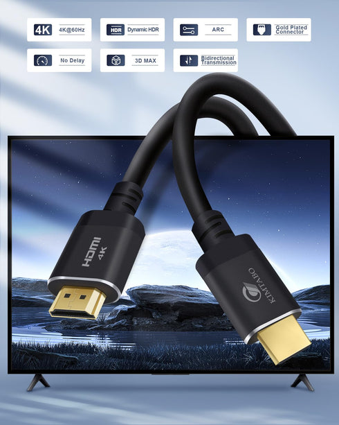 50ft 4K 60Hz 2K 1080p 3D PS3/4 (15m) HDMI Cable, Ultra High Speed Long HDMI Cables Support ARC, Gold Plated Connectors