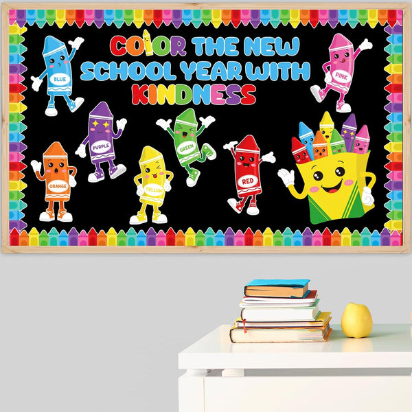 Hedeey 50pcs Crayon Bulletin Board Decorations, Crayon Themed Classroom Decor, Colorful Back To