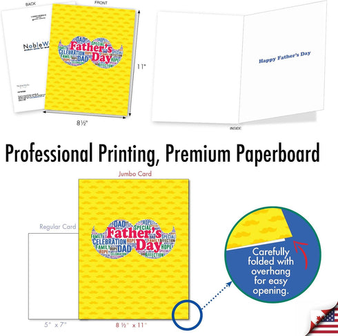 The Best Card Company - Jumbo Big Father's Day Card for Dad, Pa, Pop, Daddy, Stepfathers with Envelope (8.5 x 11 Inch)