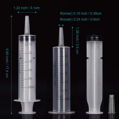 6 Pack Syringe Without Needle ( 60ml and 20ml ) Syringes for Lip Gloss, Large Plastic Syringes for TKB Lip Gloss Base(Versagel),Scientific Labs, Dispensing, Measuring