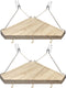 YBhuoo Fabric Wall Corner Shelf with Hooks, 2PCS Wooden Cubicle Organizer Storage Shelf