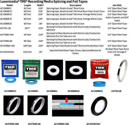 TME Open Reel Adhesive Sensing Foil Real Aluminum for 1/4" Audio Tape, 26 Ft Roll with Backing Paper on 3" ID Core