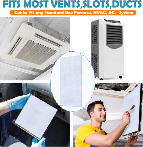 12 In x 25 FT Air Vent Filters, Polyester Floor Vent Filter Cut to Fit Dust Control Replacement Roll