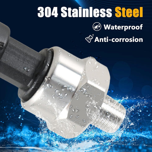 200 PSI Pressure Transducer Sensor with Connector Harness, 1/8"NPT Thread Stainless Steel Transmitter