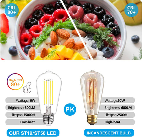 10-Pack 6W Dimmable Bulbs, Bulb 60W 800LM 5000K Bulbs LED Edison Vintage LED Light Equivalent - Daylight White Filament