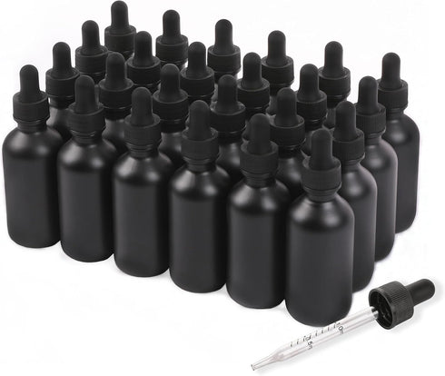 2oz Glass Dropper Bottle, Preety Texture Tincture Bottles with Precise Scales Eye Dropper, Leak-Proof Design (Black
