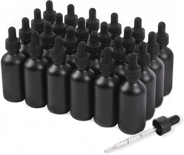 2oz Glass Dropper Bottle, Preety Texture Tincture Bottles with Precise Scales Eye Dropper, Leak-Proof Design (Black