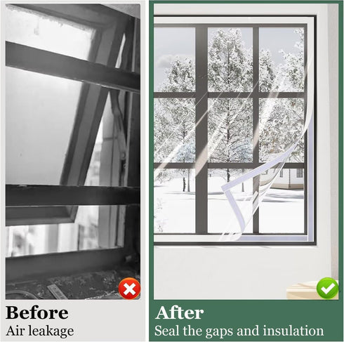VOLLENC 170x200cm Window Insulation Film White Clear Window Film Uv Blocking Window Insulation Kit with Magic Tape Easy