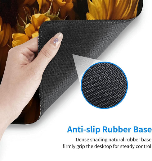 HFDSIFBUJ 31.5" 12",3 Mm Sunflower Bouquet Yellow Flowers Extended Mouse Pad X Thick Non-Slip Rubber Desk Mat