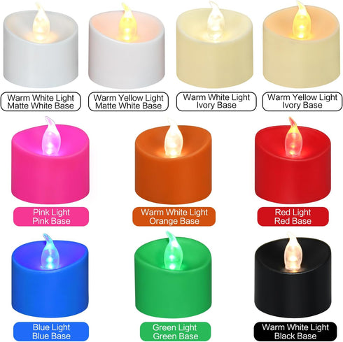 XRABTVSK 24 Pack 100H+, LED Tea Lights, Last Warm White Flickering Light(Ivory Base)