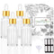 PrettyCare Eye Dropper Bottles, 2 oz, 4 Pack, Glass Bottles with Golden Caps, Labels, Funnel & Measured Pipettes