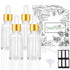 PrettyCare Eye Dropper Bottles, 2 oz, 4 Pack, Glass Bottles with Golden Caps, Labels, Funnel & Measured Pipettes