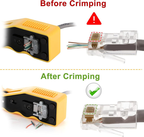 RJ45 Cat5e Cat6 Cat6a 8P8C Plugs,Cat6 20 Connectors,20 Covers,1 Stripper,100 Ties,1 2 Crimp Tool Kit Pass Through