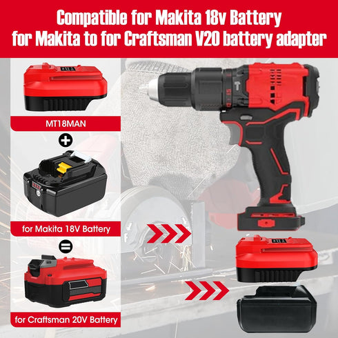 Adapter for Craftsman V20 Cordless Tools, for Makita 18V Li-ion Battery Convert to for Craftsman New 20V Power Tool (Adapter Only)
