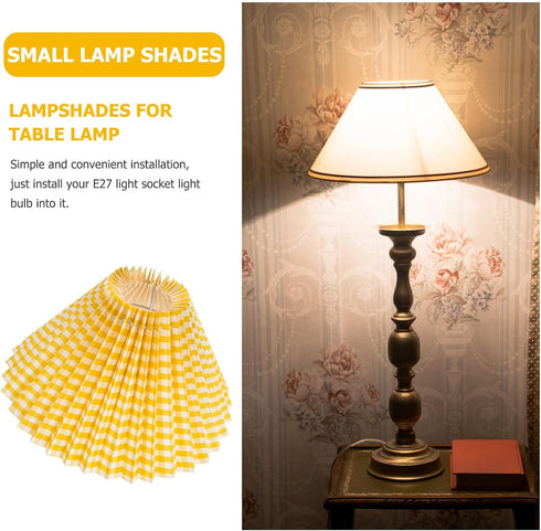 E27 (9.4X9.4X6.3in SOLUSTRE Pleated Cloth Lampshade Base Light Shade Drum Chandelier Shades Floor Lamps Yellow