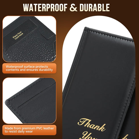 9" 5", 16 Pack (16) MYFULLY Check Presenters for Restaurants x Guest Check Card Holders Premium Leather Bill Server