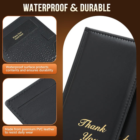 9" 5", 16 Pack (16) MYFULLY Check Presenters for Restaurants x Guest Check Card Holders Premium Leather Bill Server