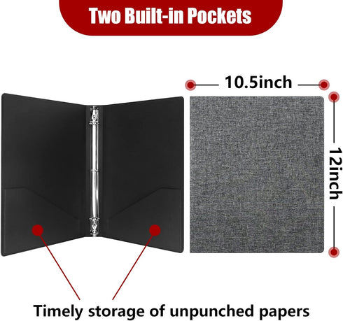 Vienrose 2 Pack 1 Inch Round Ring Binder with Linen Cover, Durable Binder Holds 8.5" x 11" Paper for School & Office