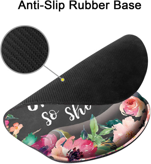 She Believed She Could So She Did Mouse Pad, Watercolor Floral with Wrist Support for Computer