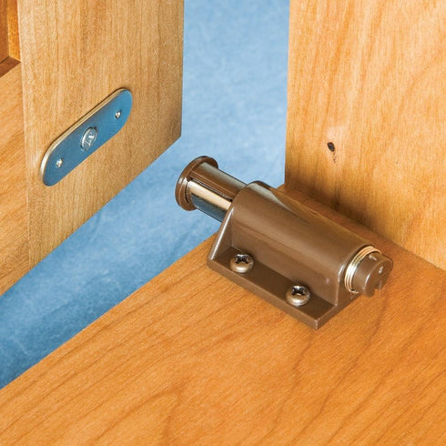 Closets Magnetic Touch Latch, Brown - Push to Open & Spring Loaded Touch Latches for Cabinet Doors - Sleek, Clean