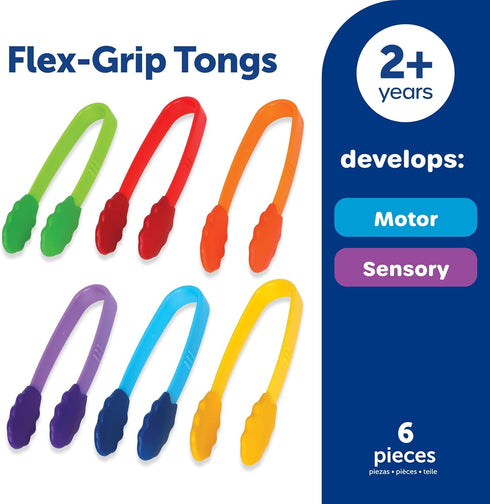Learning Resources Flex-Grip Tongs - Kids Tweezers, Montessori Grabber Tool, Fine Motor Skills, Sensory Bin Tools