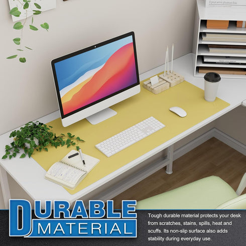 K KNODEL Large Desk Mat, Office Desk Pad, Computer & Laptop Mat, Desk Protector & Writing Pad (35.4"x17", Yellow)