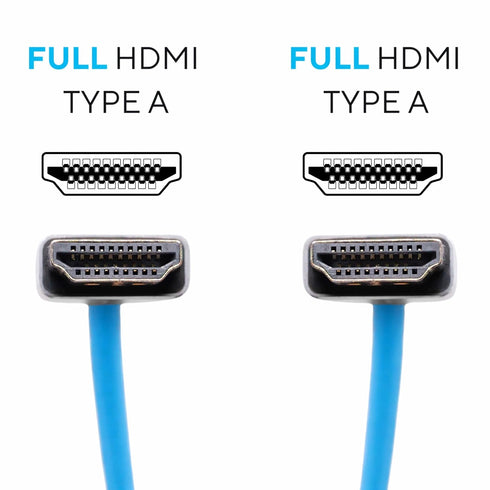 2.0 12"- 24" 4K 60Hz 18Gbps, 3D, KONDOR BLUE | Full HDMI Type A Male to Male Coiled Braided Cable | HDR, Reinforced |