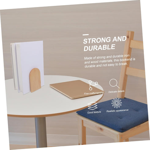 TEHAUX Wooden Bookend Desk Organizer Thickened Beech Wood Book Stand Practical Book Holder for Files Magazines Office
