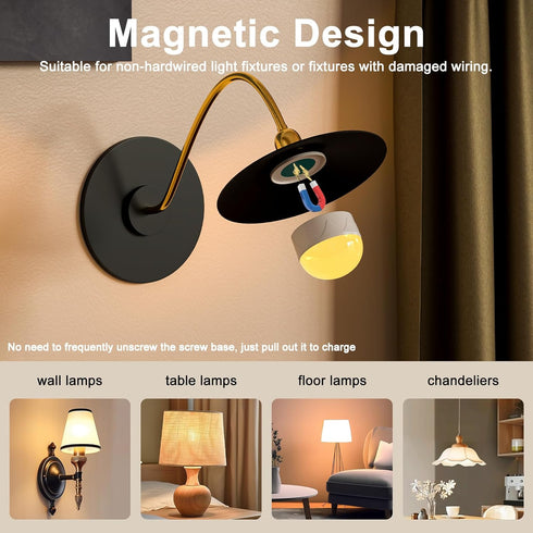 2 Pack Rechargeable Light Bulbs with Remote, E26/E12 Battery Operated, 2200mAh, Color Changing, Timer, Dimmer