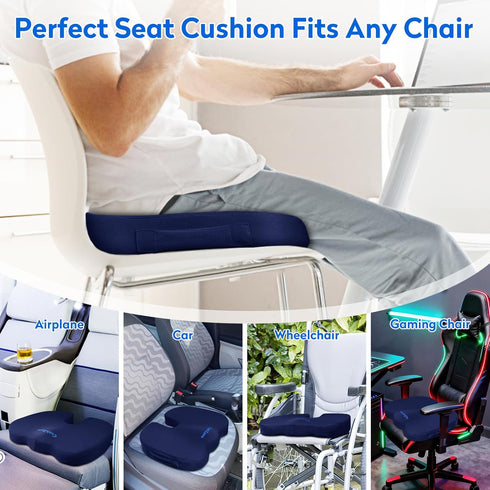 XXL Seat Cushion Office Car Seat Cushion, Memory Foam Cushion for Office Chair, Car Seat, Airplane, Bleacher Non-Slip