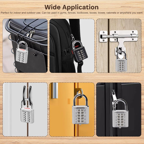 MroMax 2Pcs 10-Digit Combination Padlock Push Button Lock for Locker, Gym, Case, Drawer, Toolbox Electric White