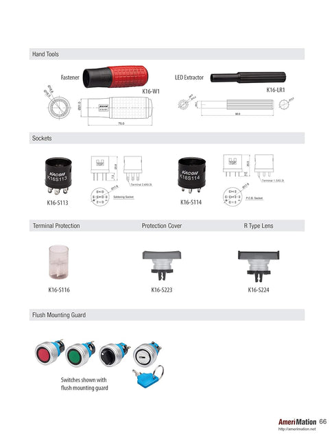 K16-S115-Y-6VDC, Bulb, K16 6VDC LED Switch, Yellow