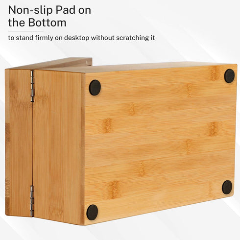 MaxGear Bamboo Index Card Holder, 3 x 5 Inch Organizer with 4 Dividers, Holds 600 Cards