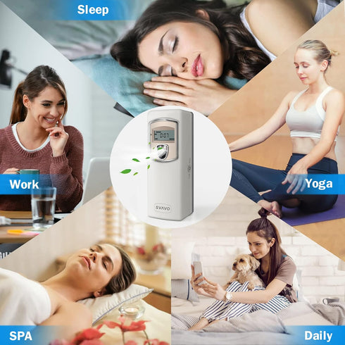 SVAVO Automatic LCD Fragrance Dispenser - Wall Mount/Free Standing ABS Auto Air Freshener Dispenser Programmable Aerosol Spray Perfume Dispenser for Bathroom, Hotel, Office, Commercial Place, Grey
