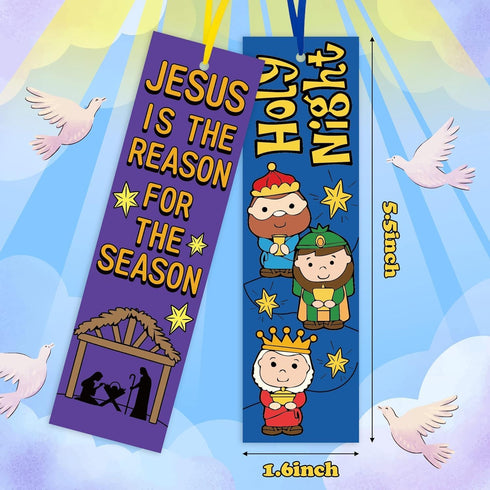 75Pcs Haooryx Nativity Color Your Own Bookmarks - Kids DIY Coloring Blank Bookmarks Christmas Party Game Prize Art