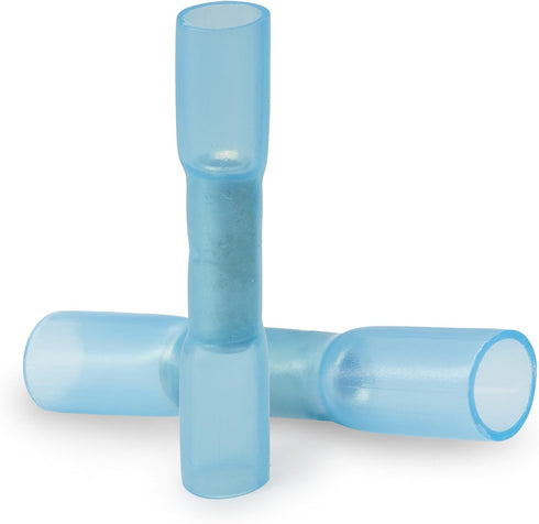 Polyolefin Heat Shrink Butt Connector, 16-14 Gauge, Blue Waterproof Crimping Terminal - Bag of 25 PCS
